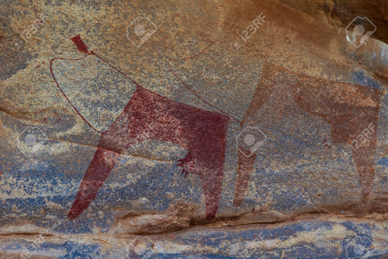 LaasGeelの洞窟壁画の素晴らしい内部ビュー写真-アフリカの角、ソマリランドで最も初期に知られている洞窟壁画の写真素材・画像素材 Image  184198456