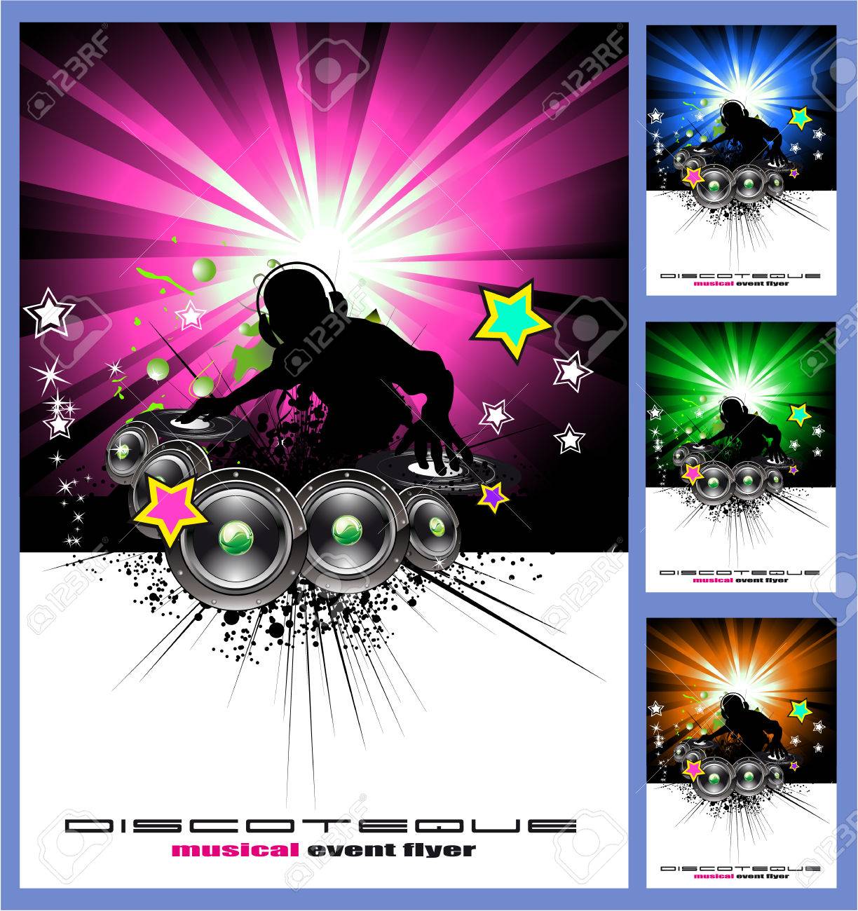colorful disk jockey musical event background for disco flyer disk flyer