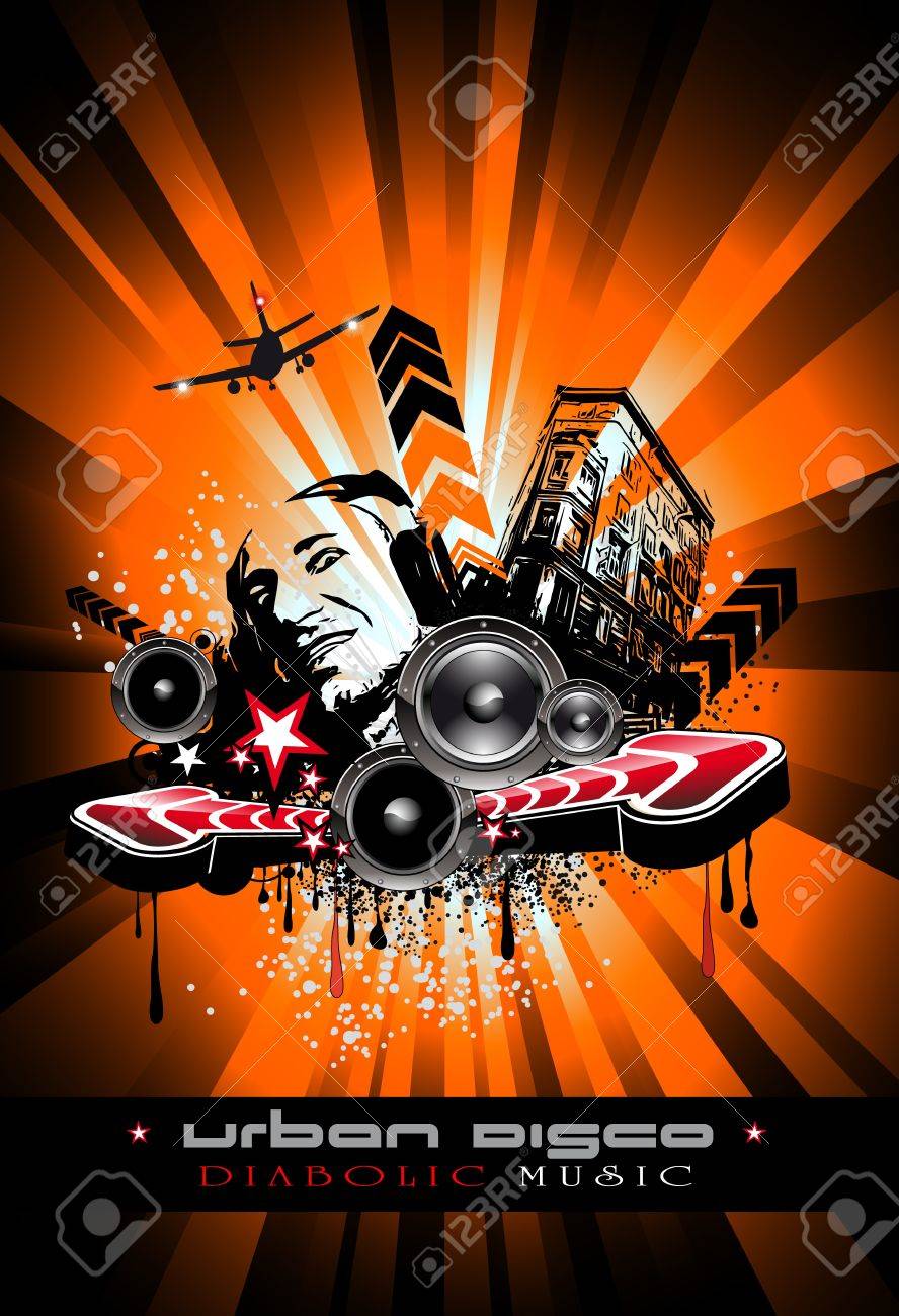 urban techno music event background with crazy dj shape for disco fondos para flyers dj