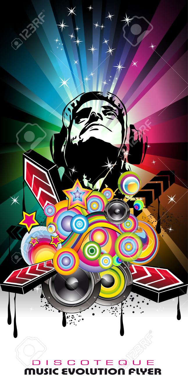 magic disco music event background with a suggestive disk jockey disk flyer