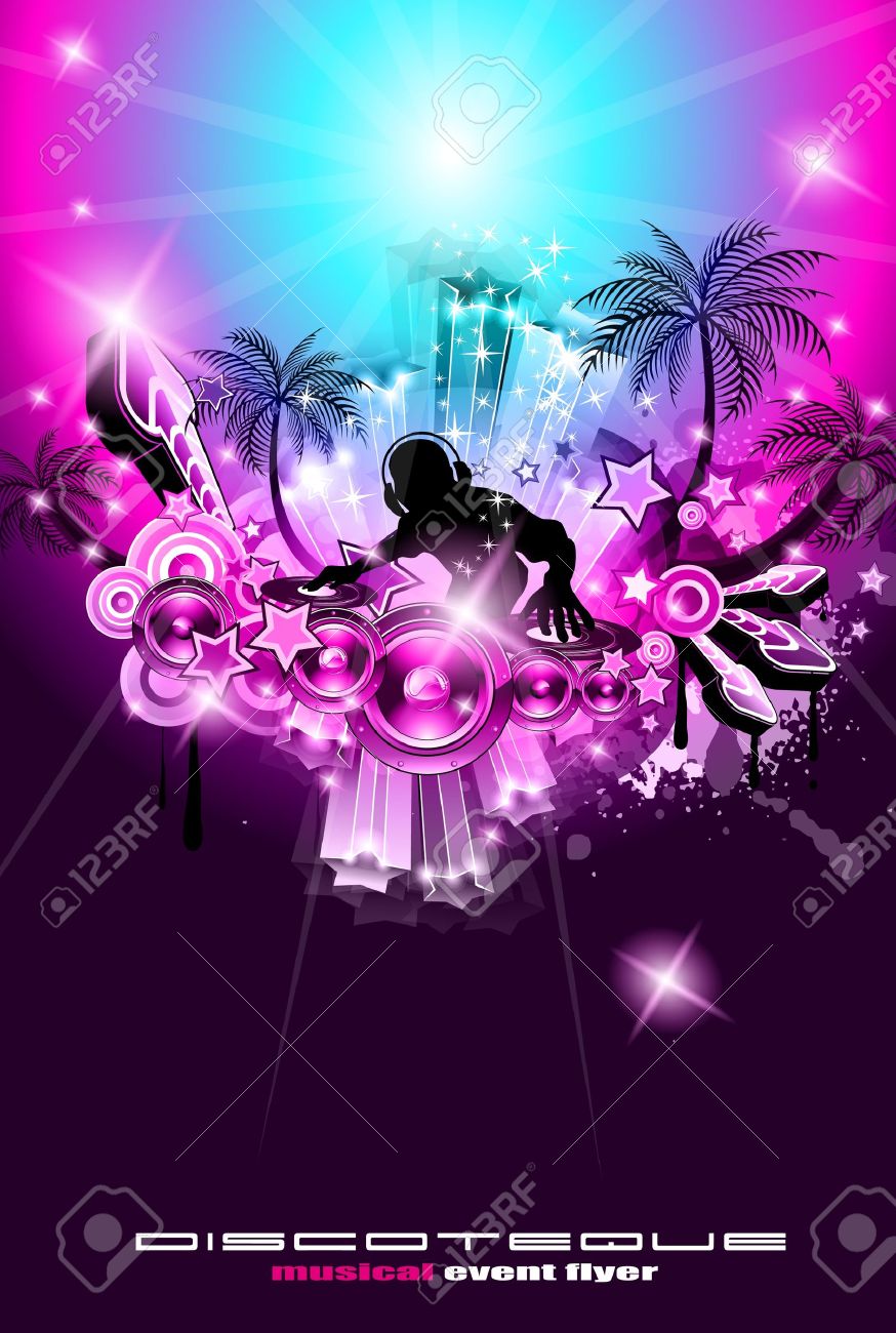 suggestive musical themed discoteque flyer for night party or disk flyer
