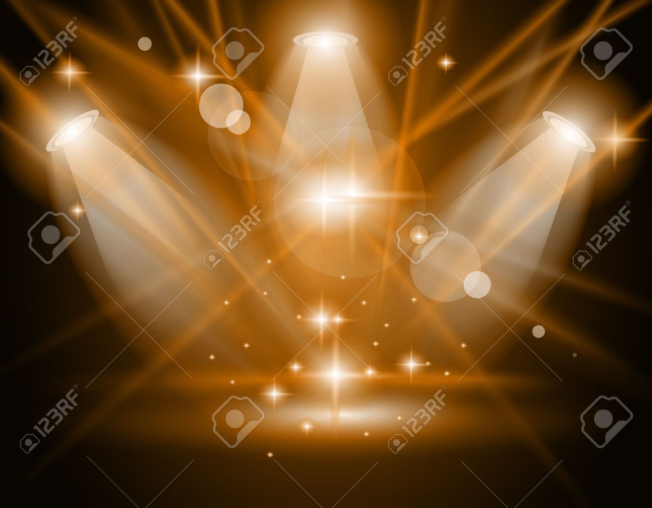 magic spotlights with gold rays and glowing effect for people gold rays