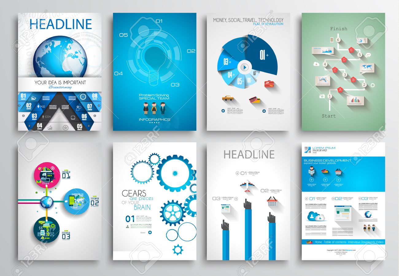 set of flyer design web templates brochure designs technology flyer technology