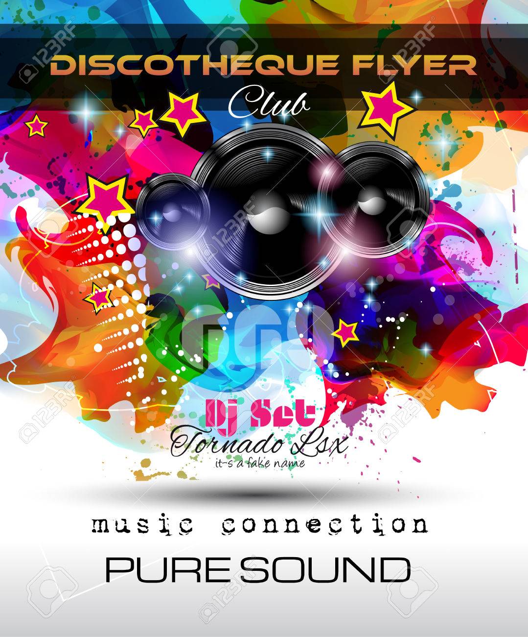 Disco Night Club Flyer Layout With Speaker Shape And Music Themed Elements To Use For Event Poster Club Advertisement Night Contest Promotions And Invitations Royalty Free Cliparts Vectors And Stock Illustration Image