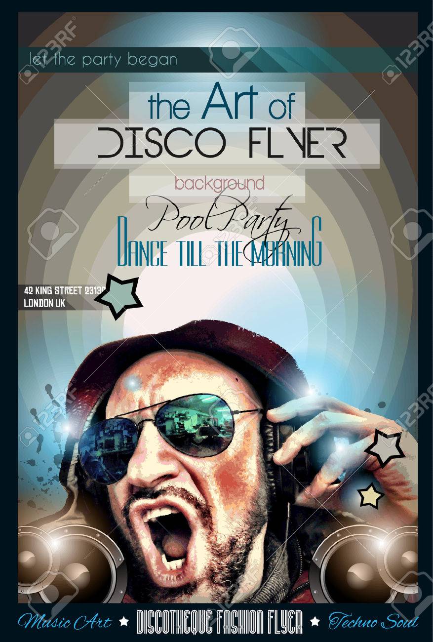disco night club flyer layout with dj shape and music themed party flyer designers