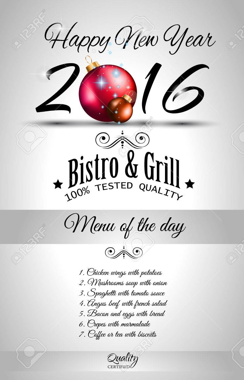 2016 Happy New Year Restaurant Menu Template Background For Seasonal