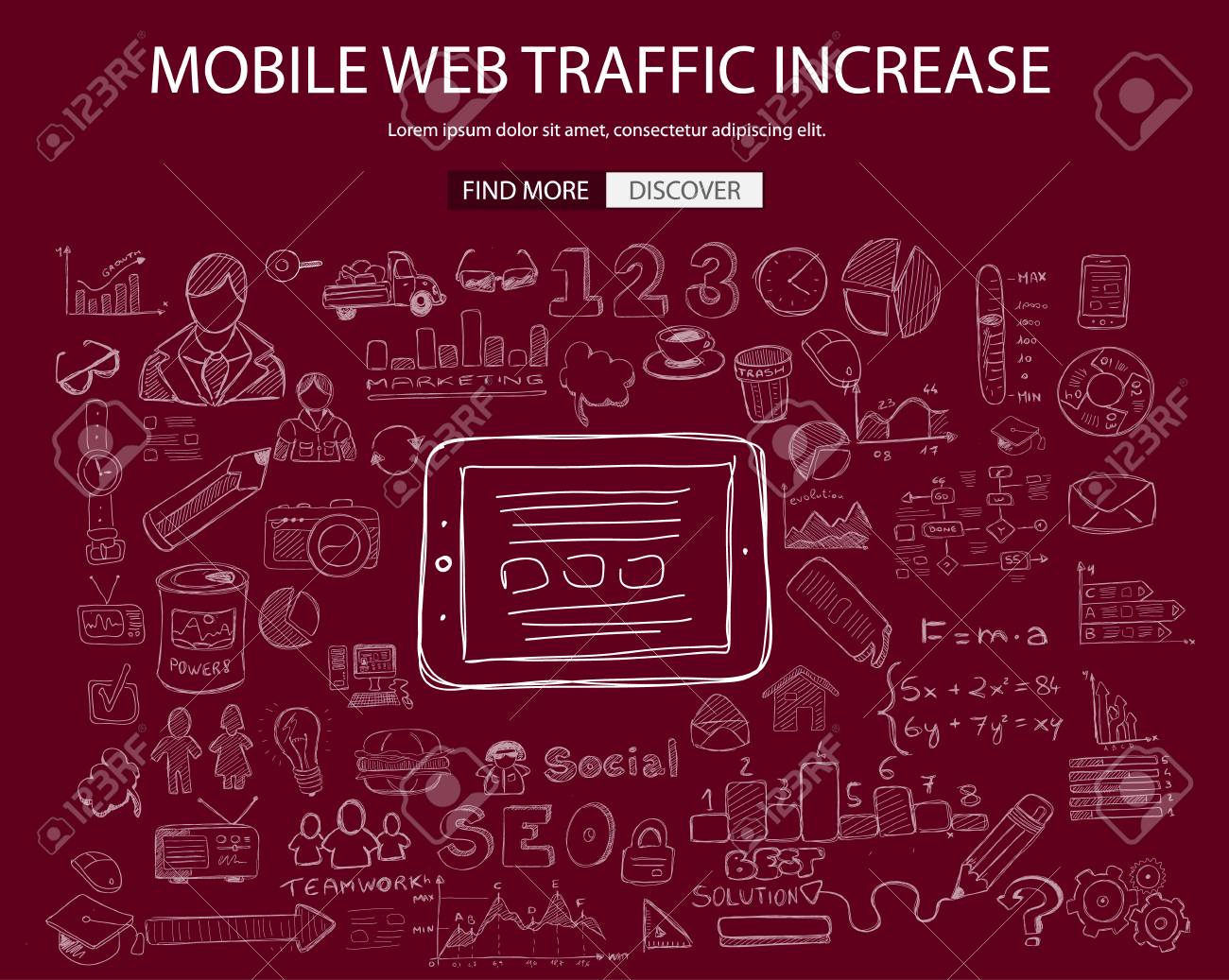 mobile web traffic concept with doodle design style internet flyers statistics