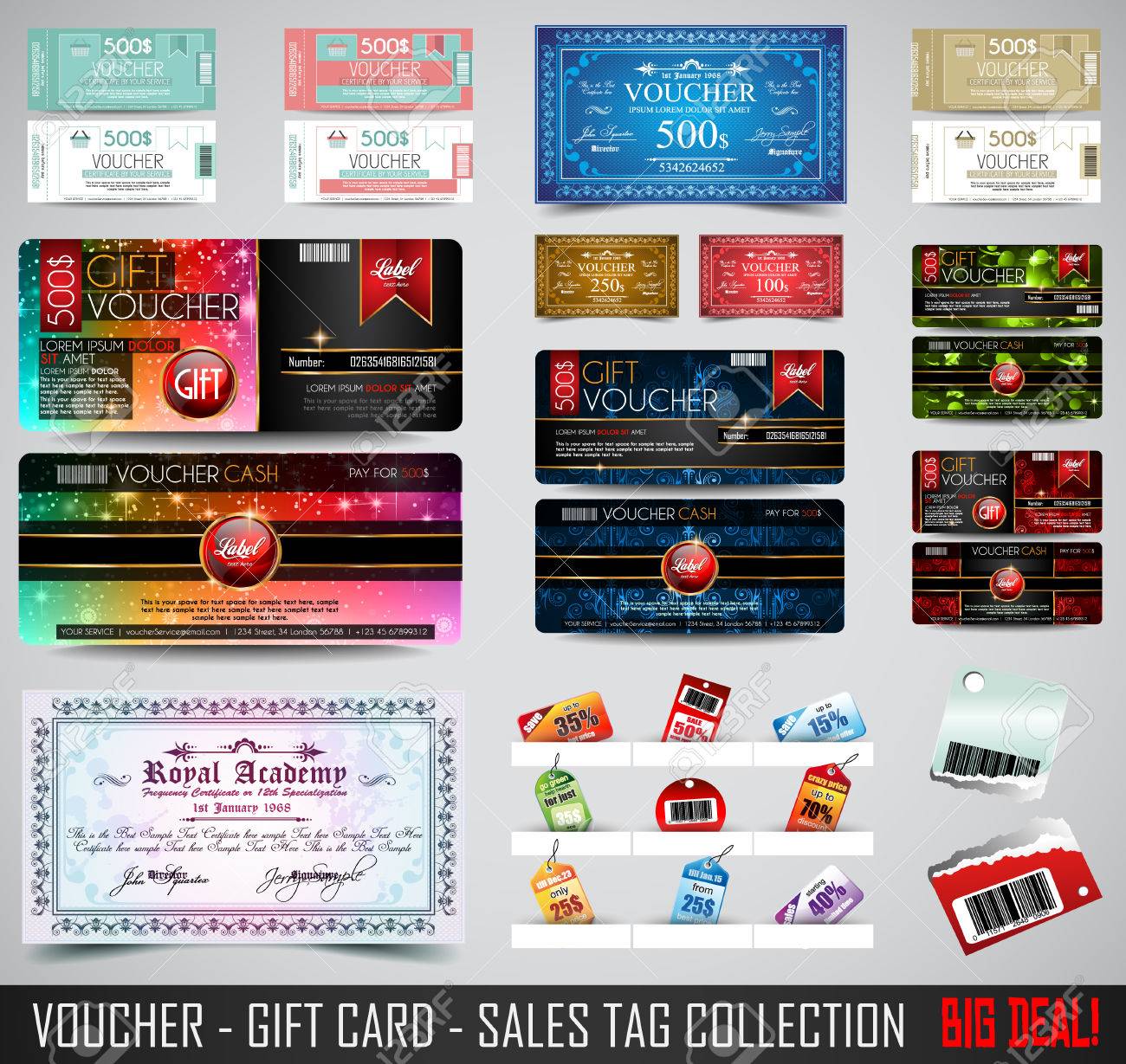 big collection of voucher gift card layout templates for your promotional templates