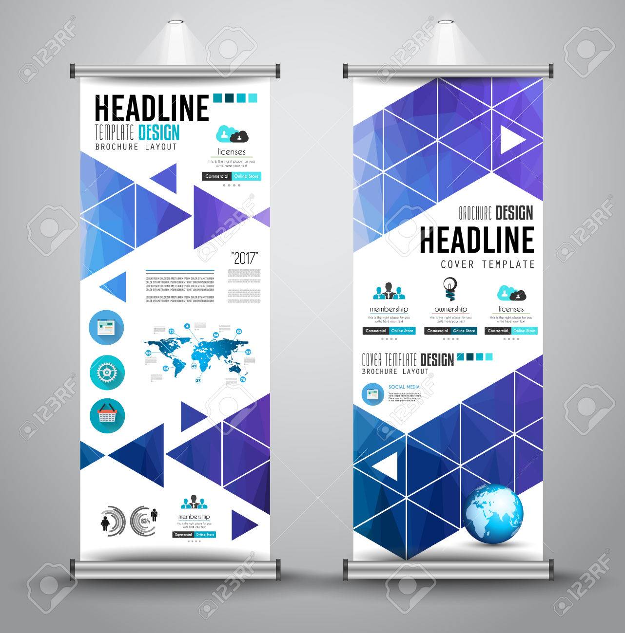 advertisement roll up business flyer or brochure banner with