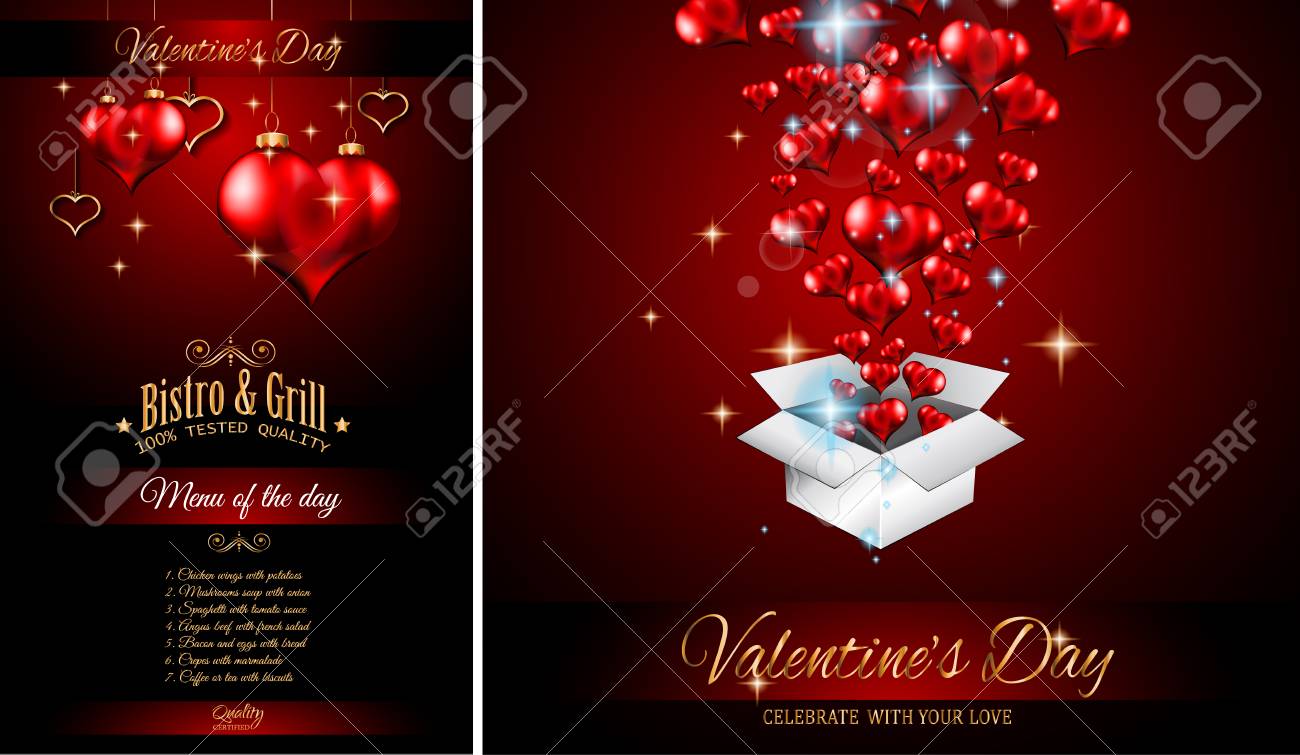 valentinstag restaurant menü schablonen hintergrund für romantisches