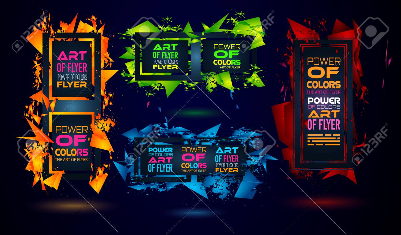 futuristic frame art design with abstract shapes and drops of