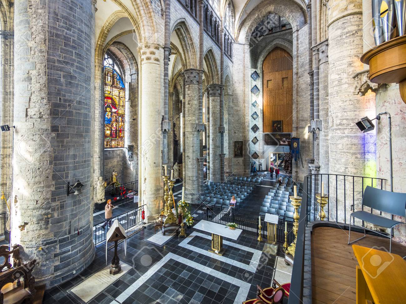 Innenraum Der Sint Niklaaskerk Oder St Nikolaus Kirche Gent
