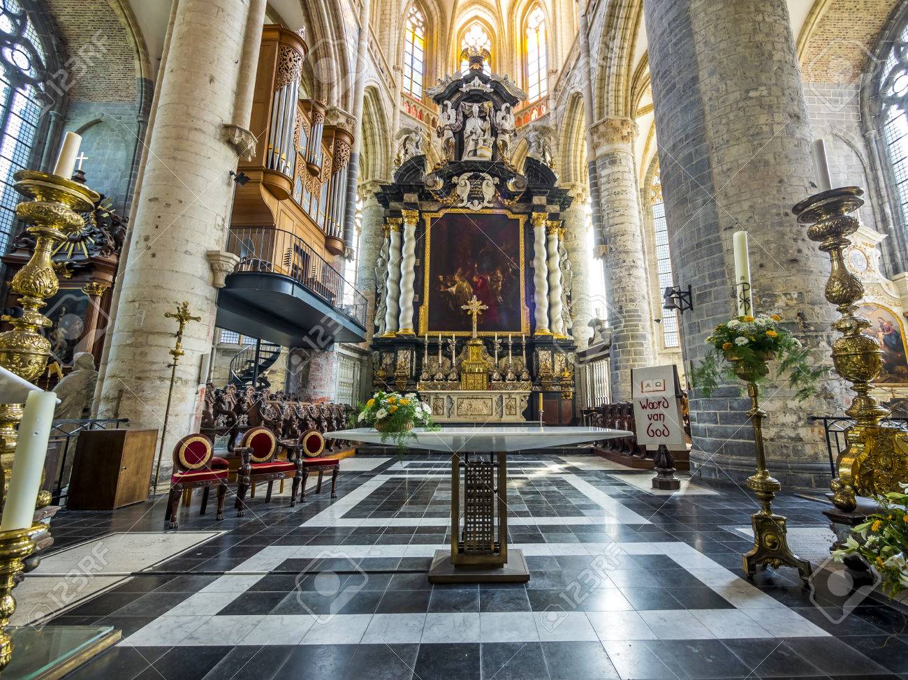 Innenraum Der Sint Niklaaskerk Oder St Nikolaus Kirche Gent