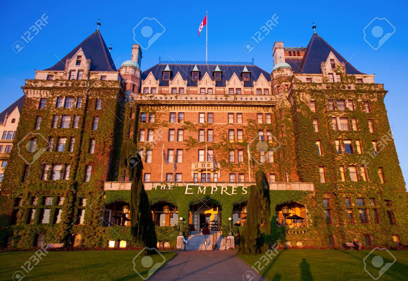 Empress Hotel, Victoria, BC At Sunset, Vancouver Island, British Columbia  Stock Photo, Picture and Royalty Free Image. Image 35399153., image size:1300x897