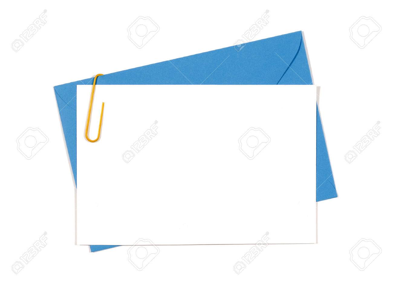 blank invitation or message card with blue envelope and yellow