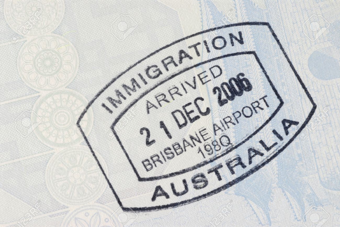 Australia Immigration Entry Stamp On The Inside Page Of A Space Copy. Stock Photo, Picture And Royalty Free Image. Image 37521725.