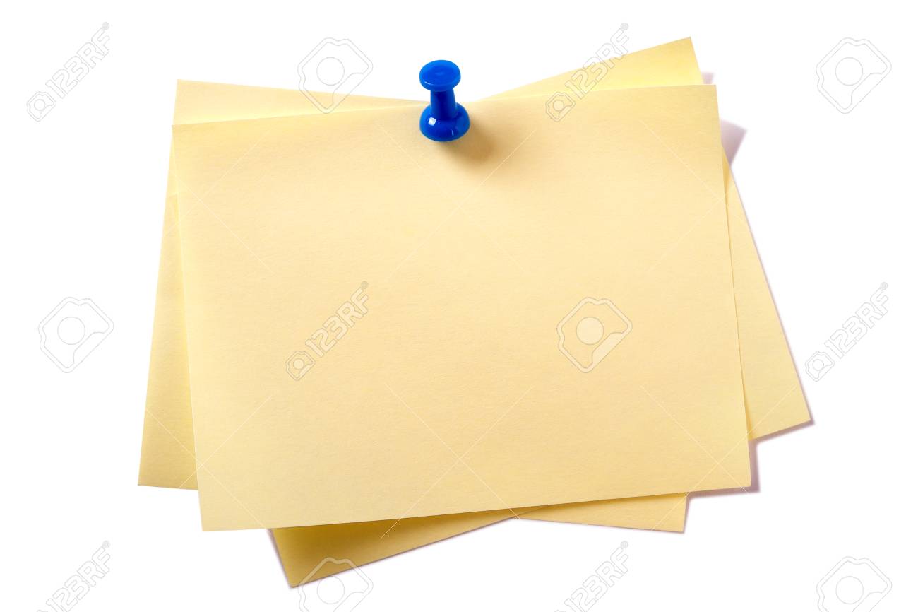 Yellow sticky post notes with pin isolated on white - 92917129 Yellow sticky post notes with pin isolated on white - 92917129