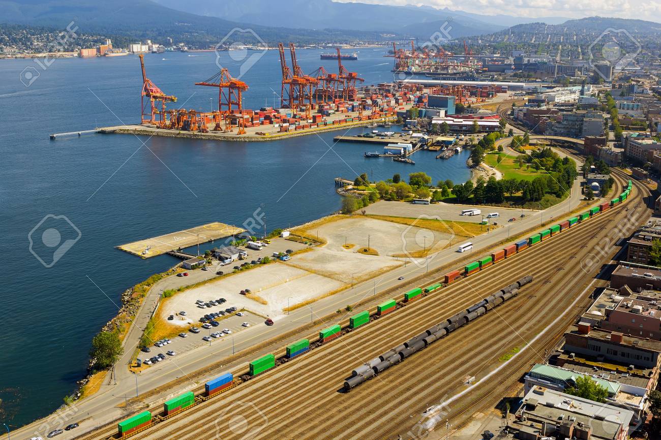 port of vancouver british columbia canada with containers shipyard