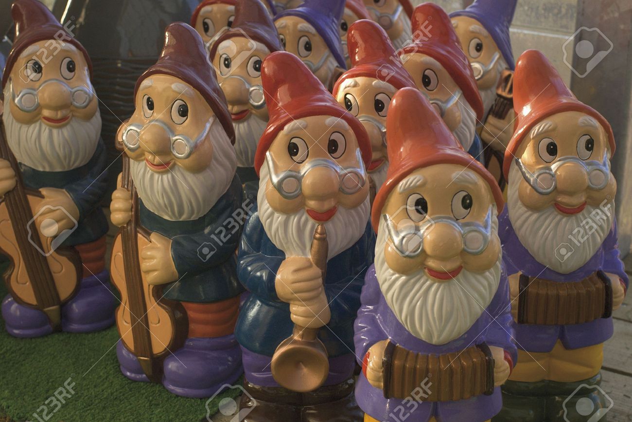 Set Of Garden Gnomes Playing Musical Instruments For Sale In