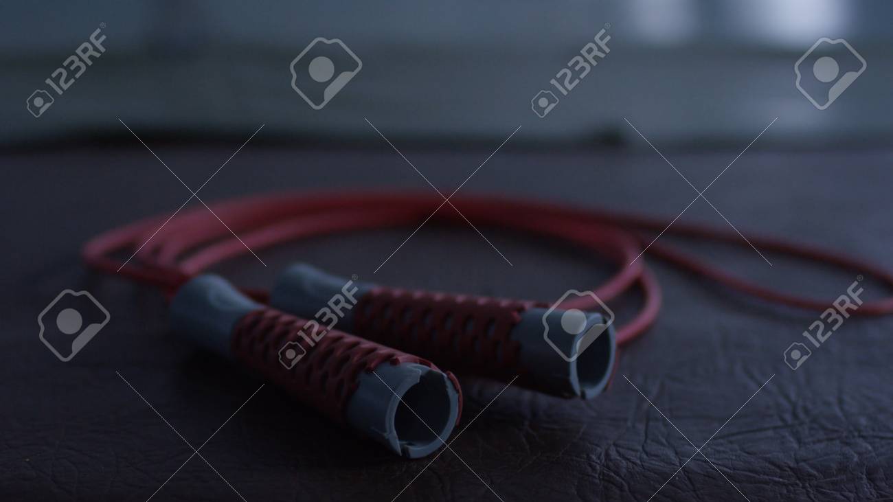 Jump Rope Lying On The Floor Closeup Stock Photo Picture And