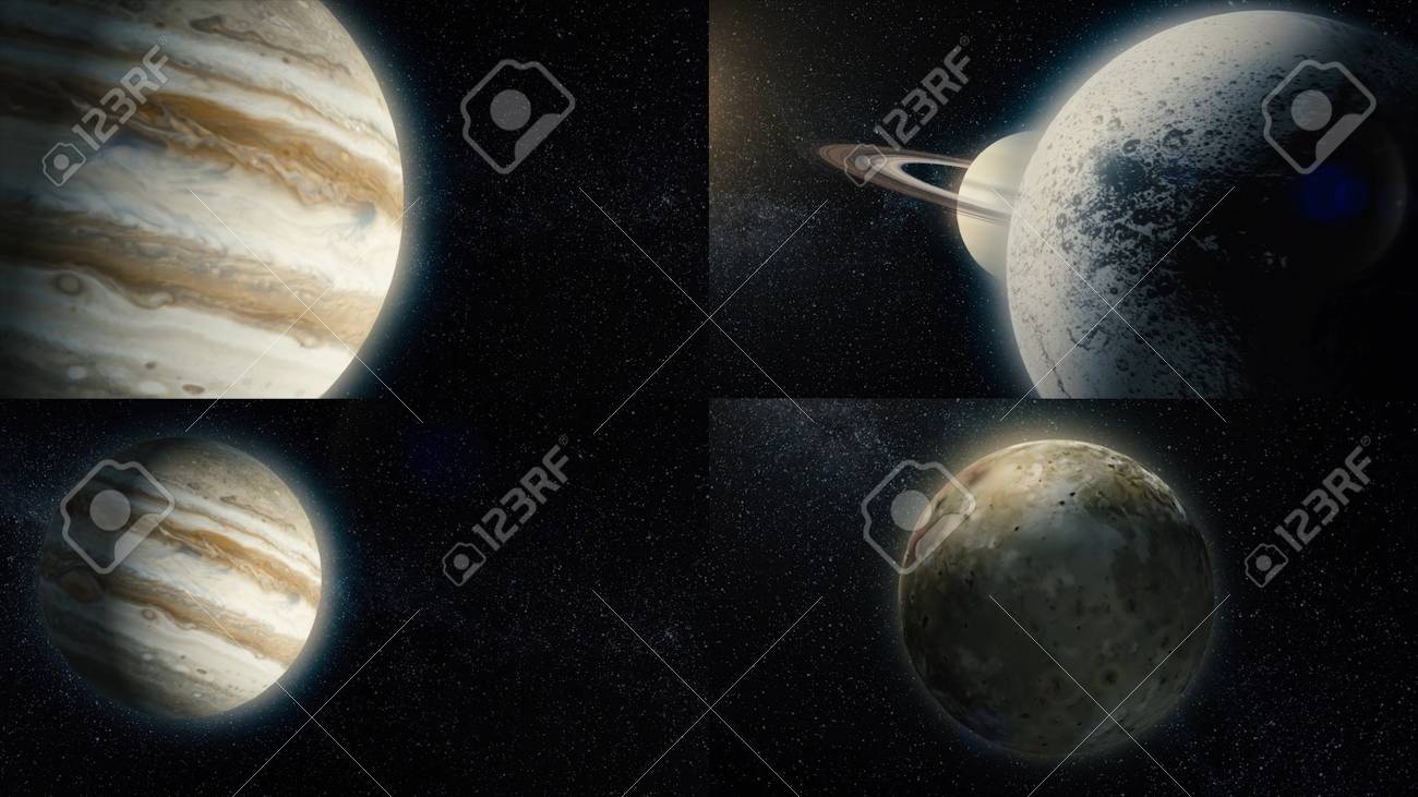Set Of Animation Planets And Satellites Of Solar System Clip
