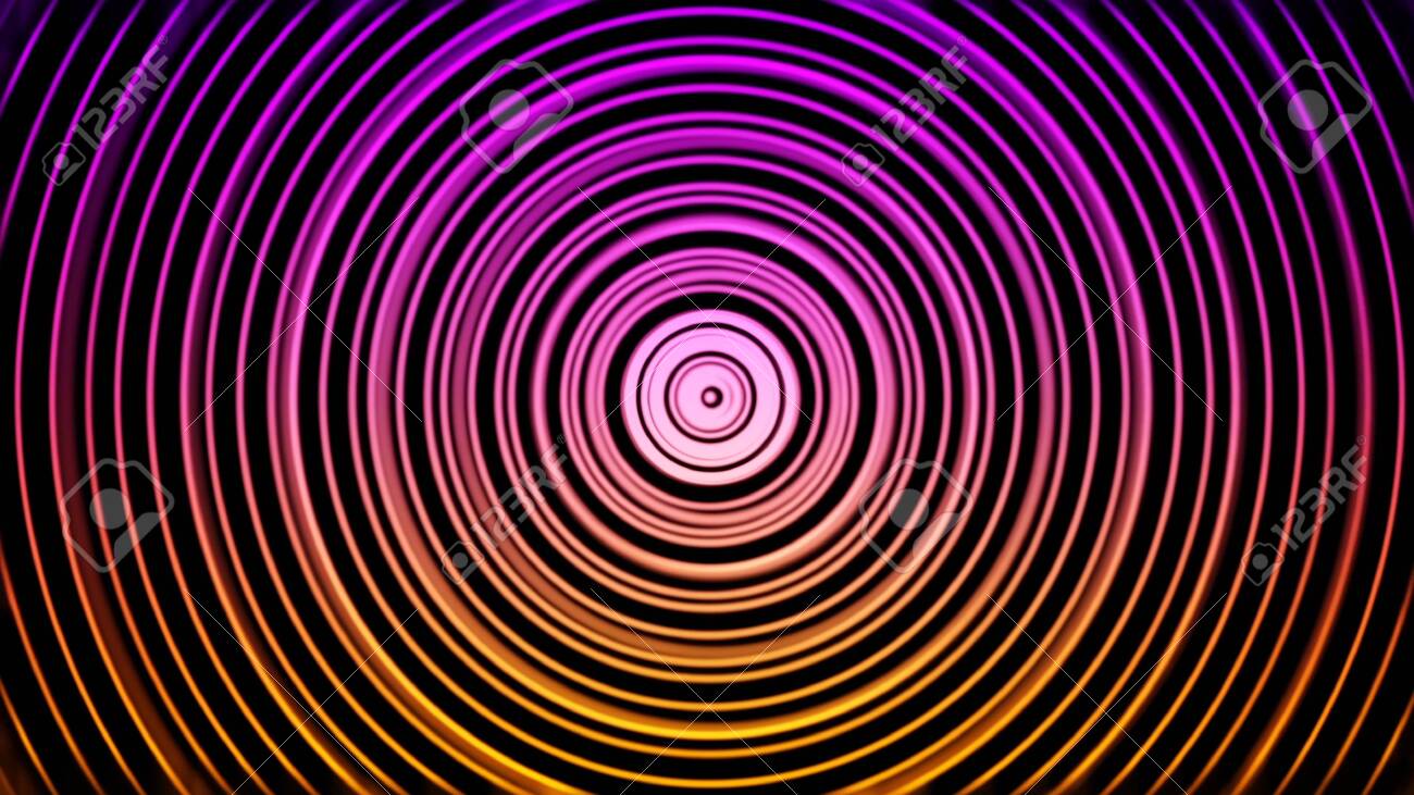 음악 배경을 위한 중앙 다채로운 최면 원 원형 리플 배경을 갖춘 추상 최면 다채로운 나선형 애니메이션 맥동 환각 원 로열티 무료 사진,  그림, 이미지 그리고 스톡포토그래피. Image 132200930