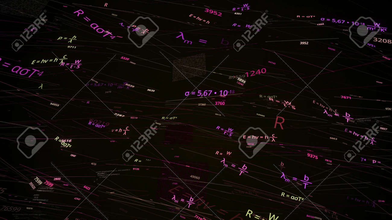 Floating mathematical formulas in seamless loop motion. Animation. Flying through different mathematical and physics formulas isolated on black background, concept of school and university studies. - 169163103 Floating mathematical formulas in seamless loop motion. Animation. Flying through different mathematical and physics formulas isolated on black background, concept of school and university studies. - 169163103