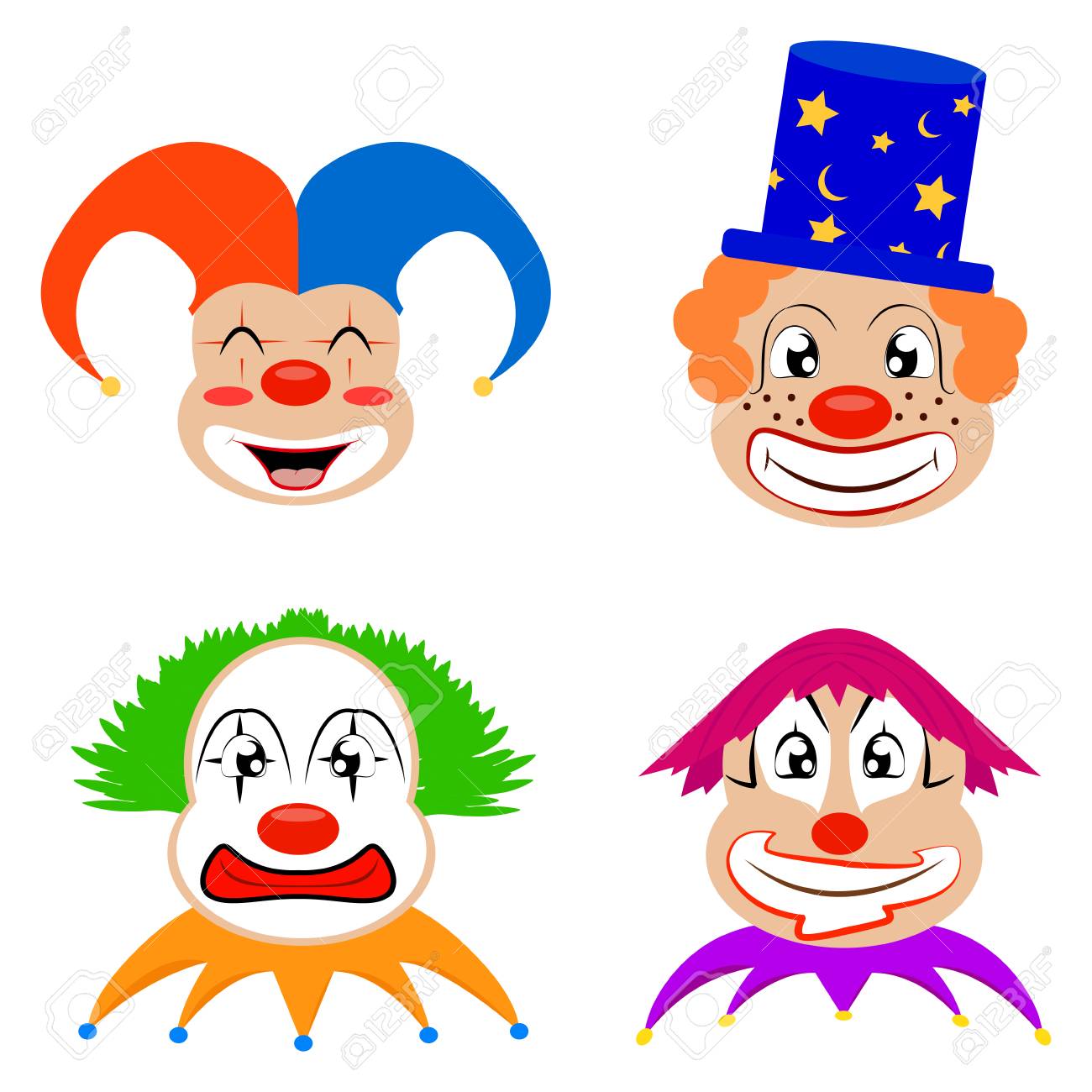 白い背景に抽象的なかわいいピエロ のイラスト素材 ベクタ Image