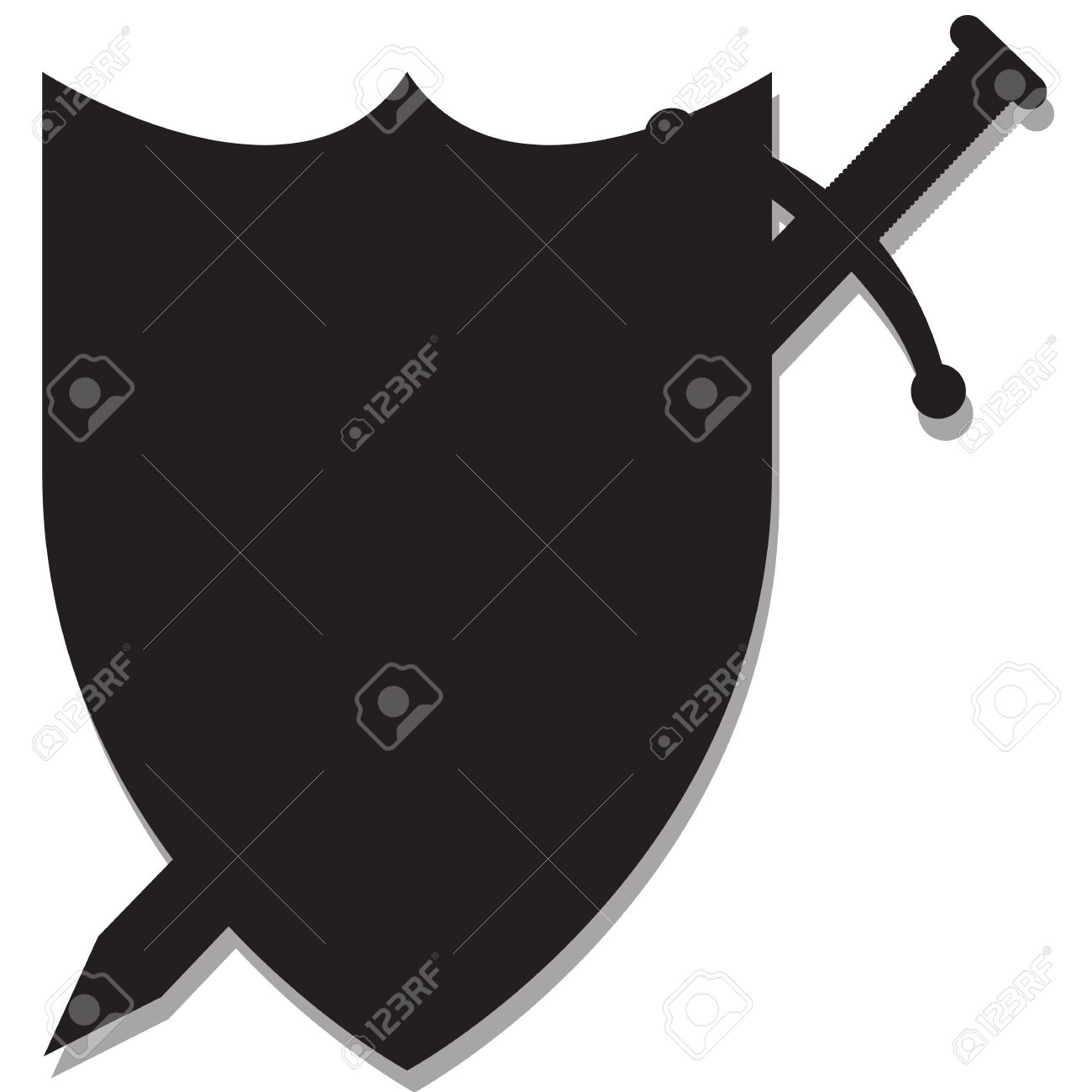 剣と盾のシルエットの免震設計 のイラスト素材 ベクタ Image 剣と盾のシルエットの免震設計 のイラスト素材 ベクタ Image