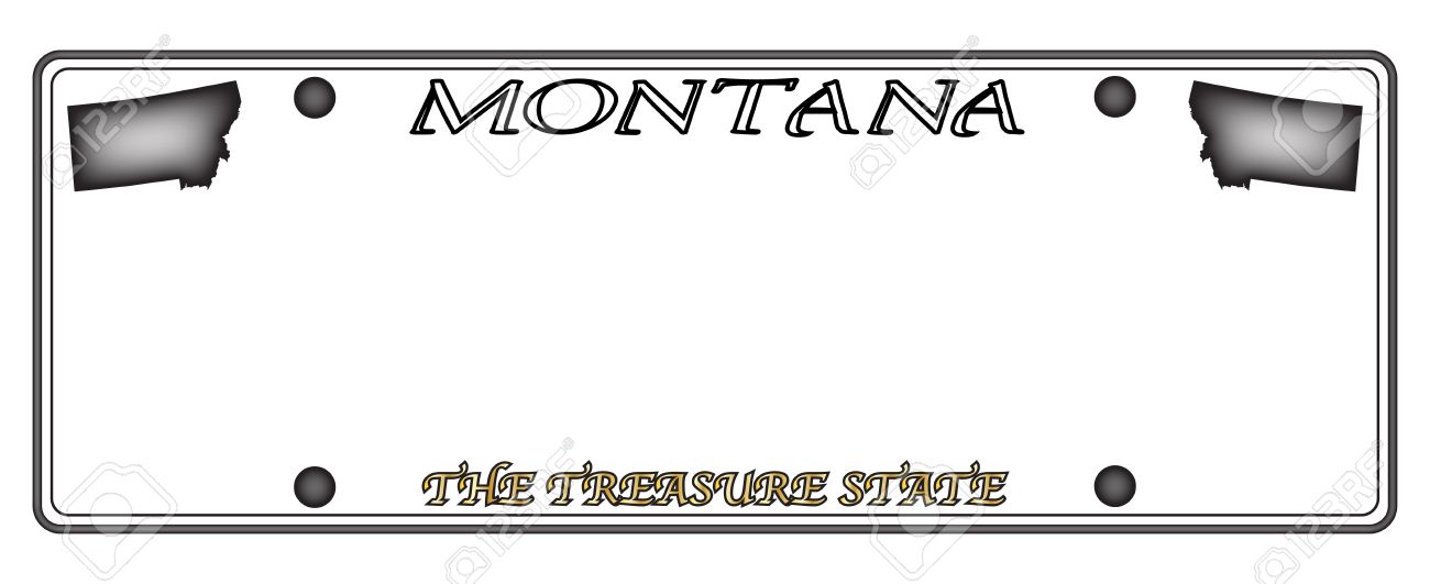 白い背景で隔離モンタナ州ナンバー プレート デザイン のイラスト素材 ベクタ Image