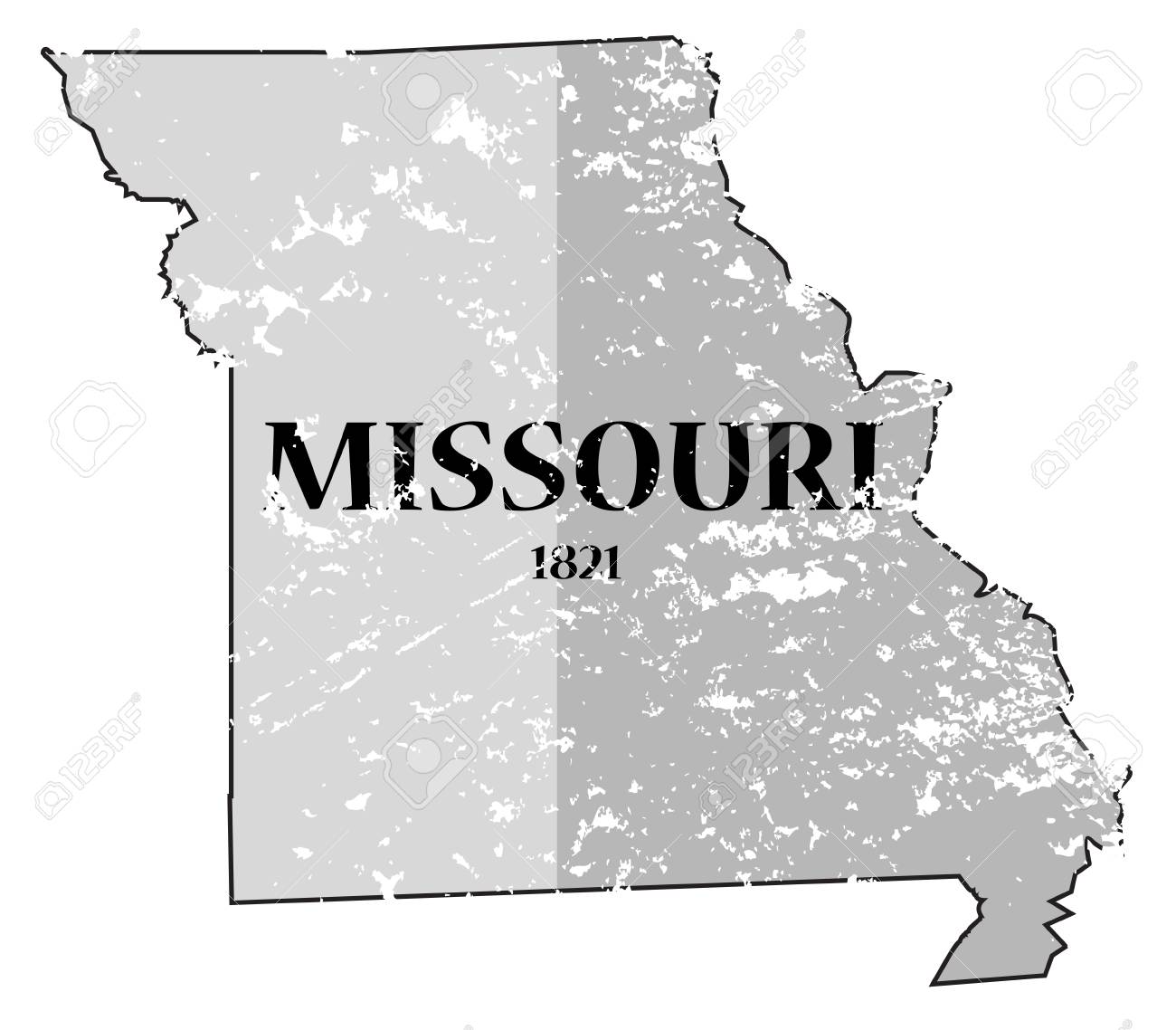 A Grunged Missouri State Outline With The Date Of Statehood Isolated Royalty Free Cliparts Vectors And Stock Illustration Image 73341111