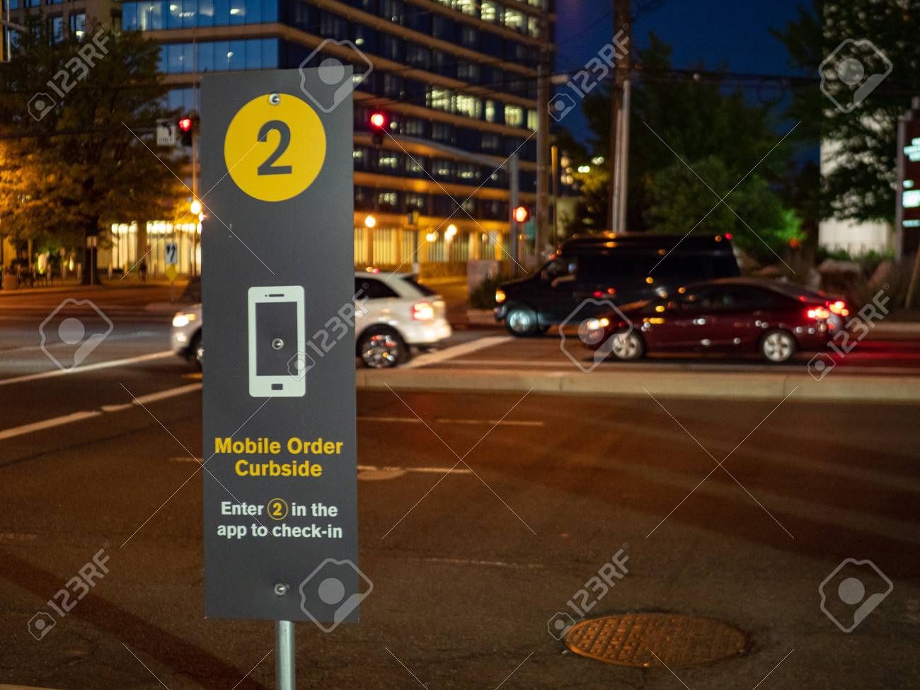 Mcdonalds Mobile Curbside Pick Up Sign In Partking Lot Stock Photo Picture And Royalty Free Image Image 113679322