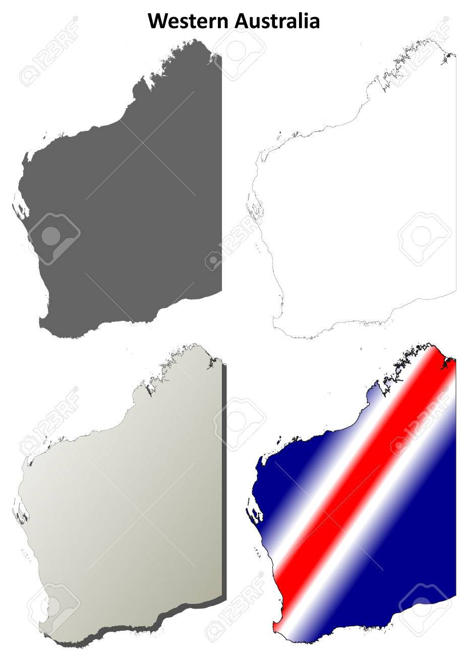 vector western australia blank detailed outline map set