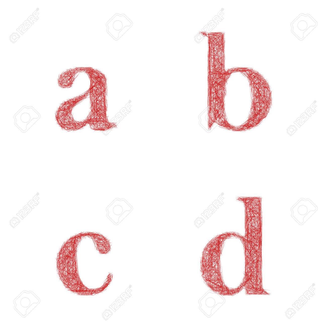 Rojo Boceto Conjunto De Disenos De Fuente Letras Minusculas A B