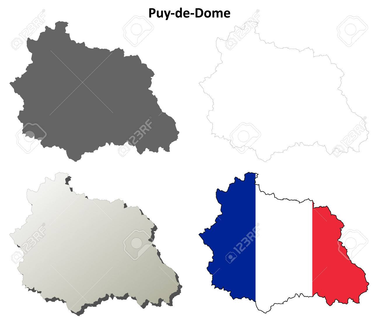 Puy De Dome Auvergne Vierge Apercu Carte Detaillee Ensemble Clip Art Libres De Droits Vecteurs Et Illustration Image