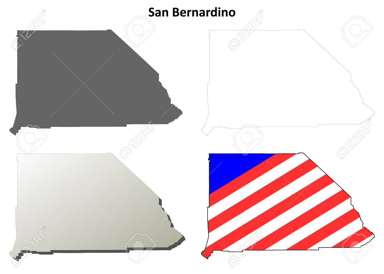 San Bernardino County California Blank Outline Map Set Stock Vector San Bernardino County California Blank Outline Map Set Stock Vector