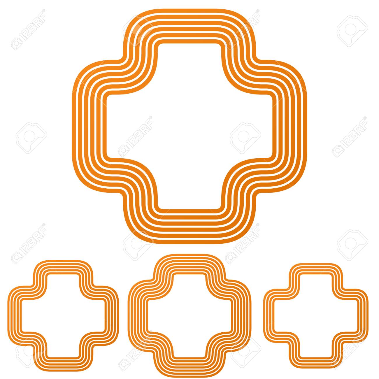 オレンジ色のラインとロゴ アイコン デザイン設定のイラスト素材 ベクタ Image