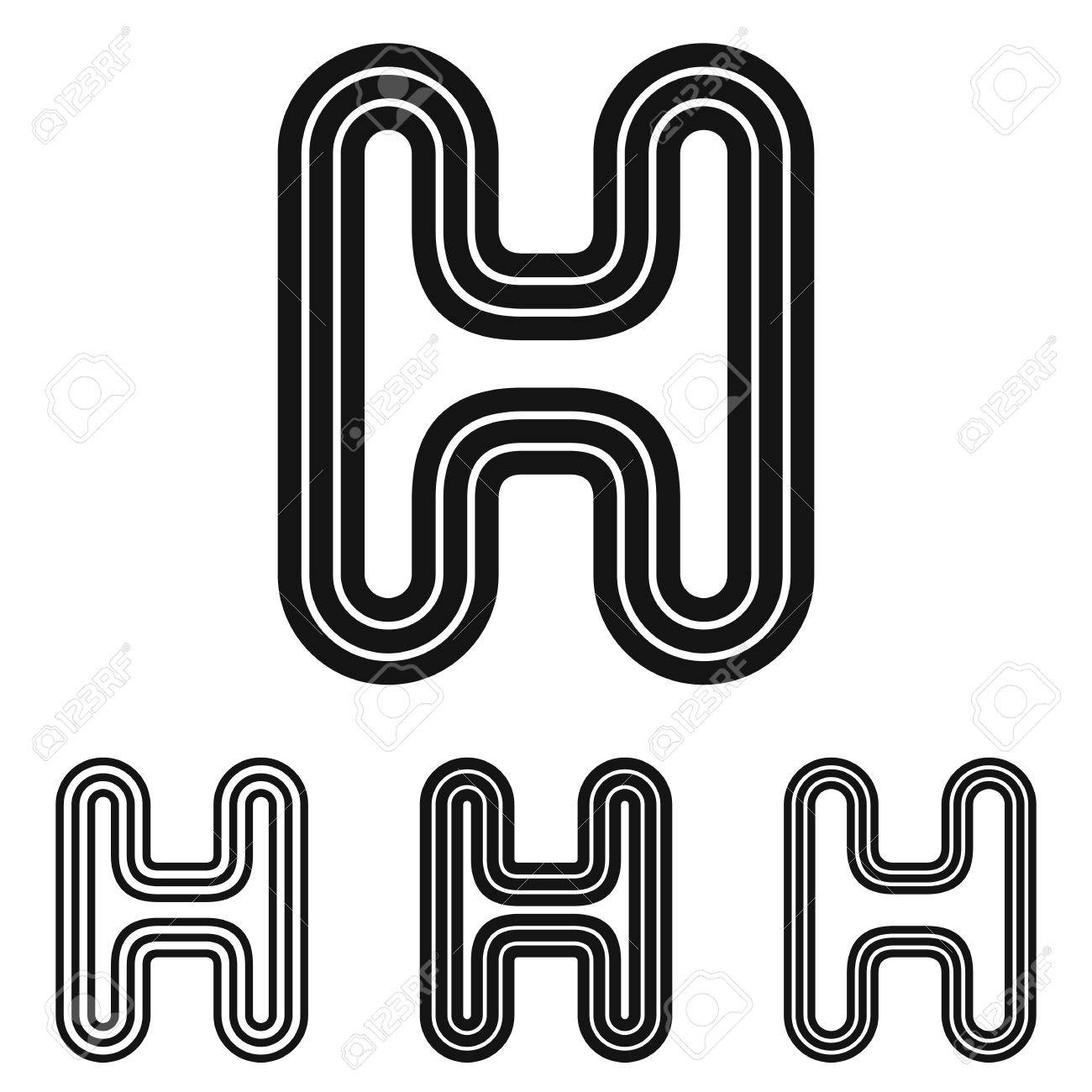 線を黒 H ロゴ デザインのレターセット のイラスト素材 ベクタ Image