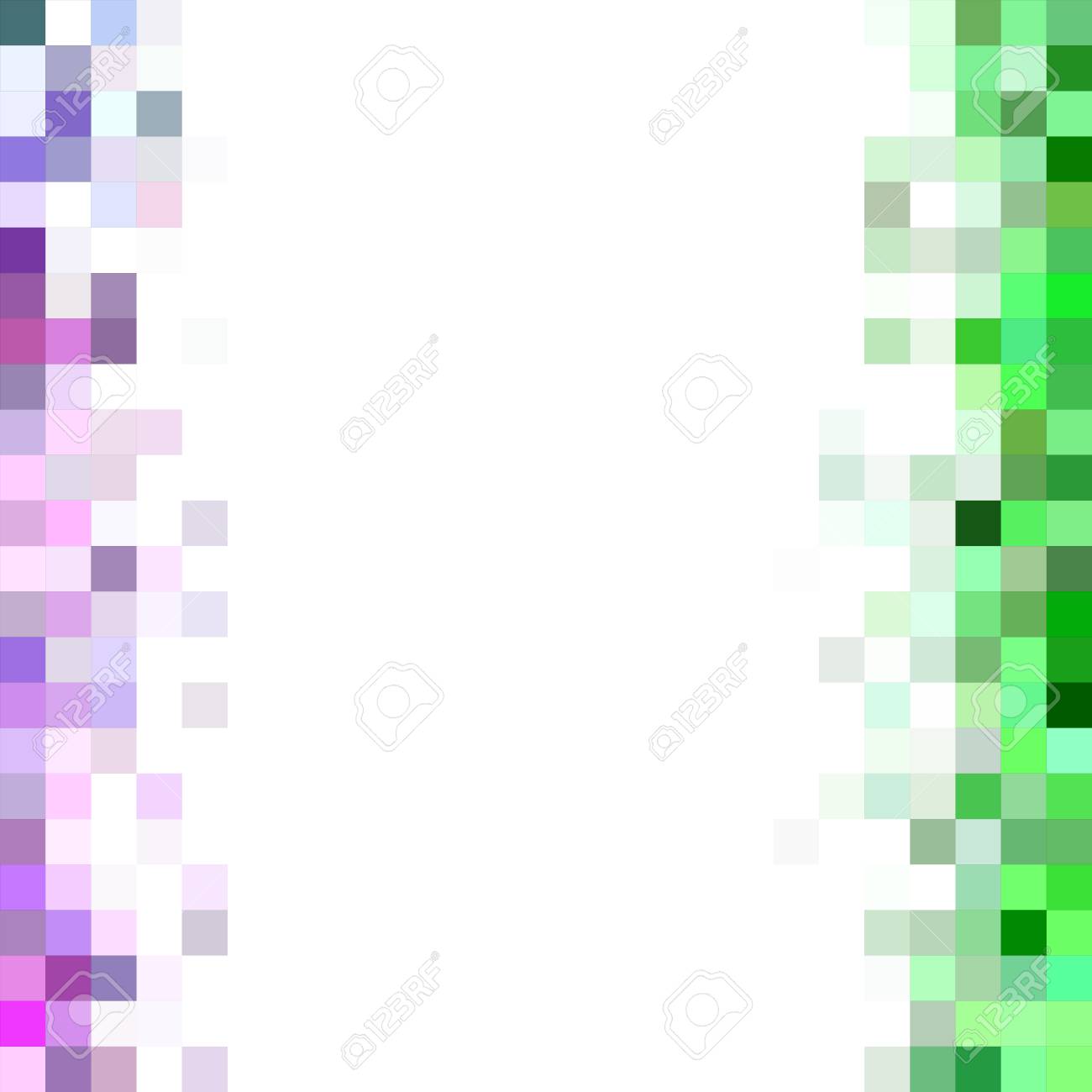 紫と緑の正方形のモザイクの背景ボーダー デザインのイラスト素材 ベクタ Image