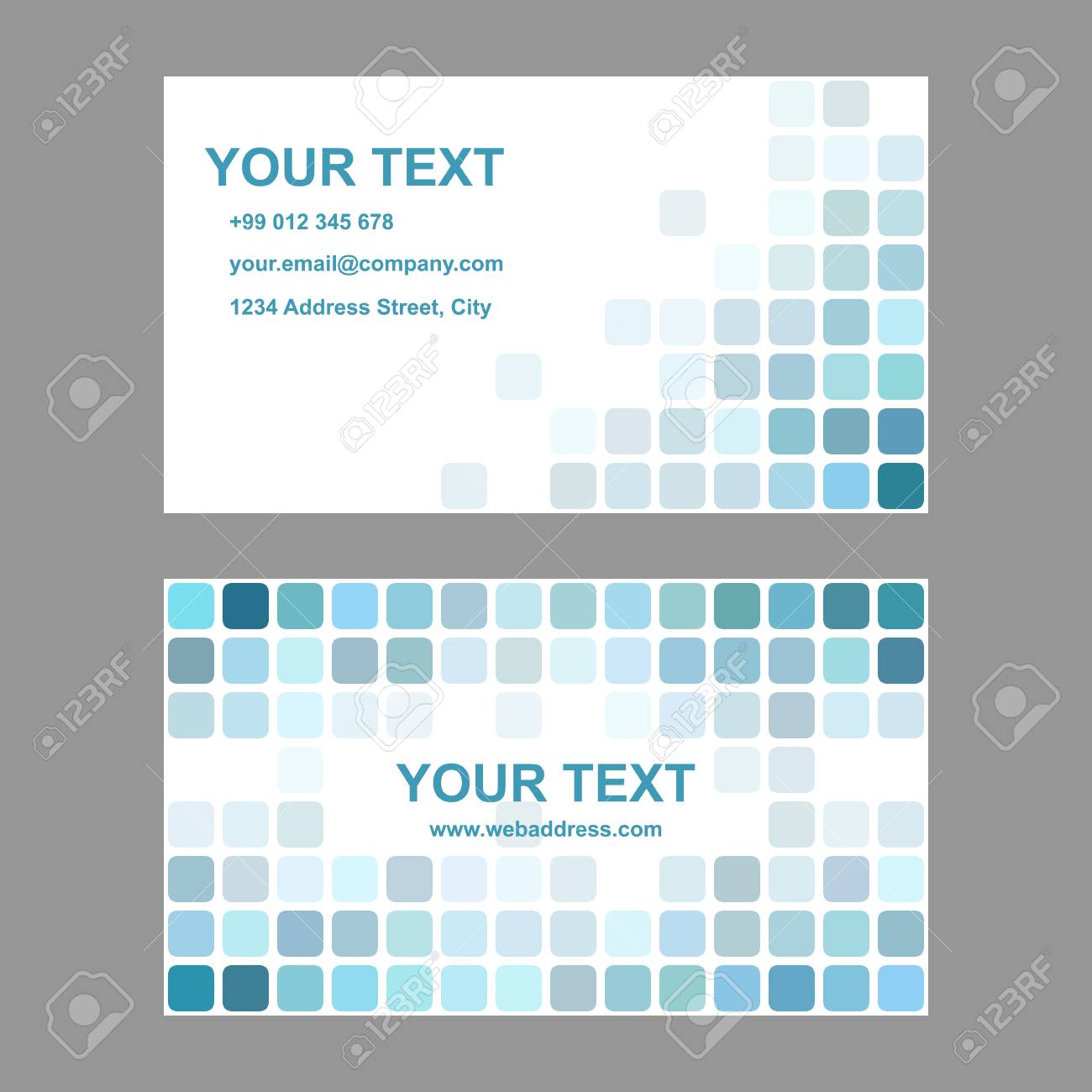 cyan abstract business card template background design from rounded