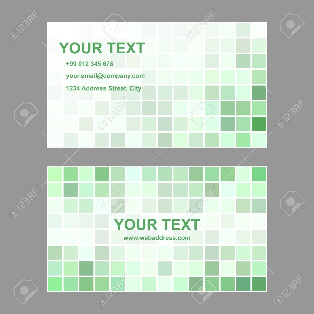 green abstract square design business card template royalty free