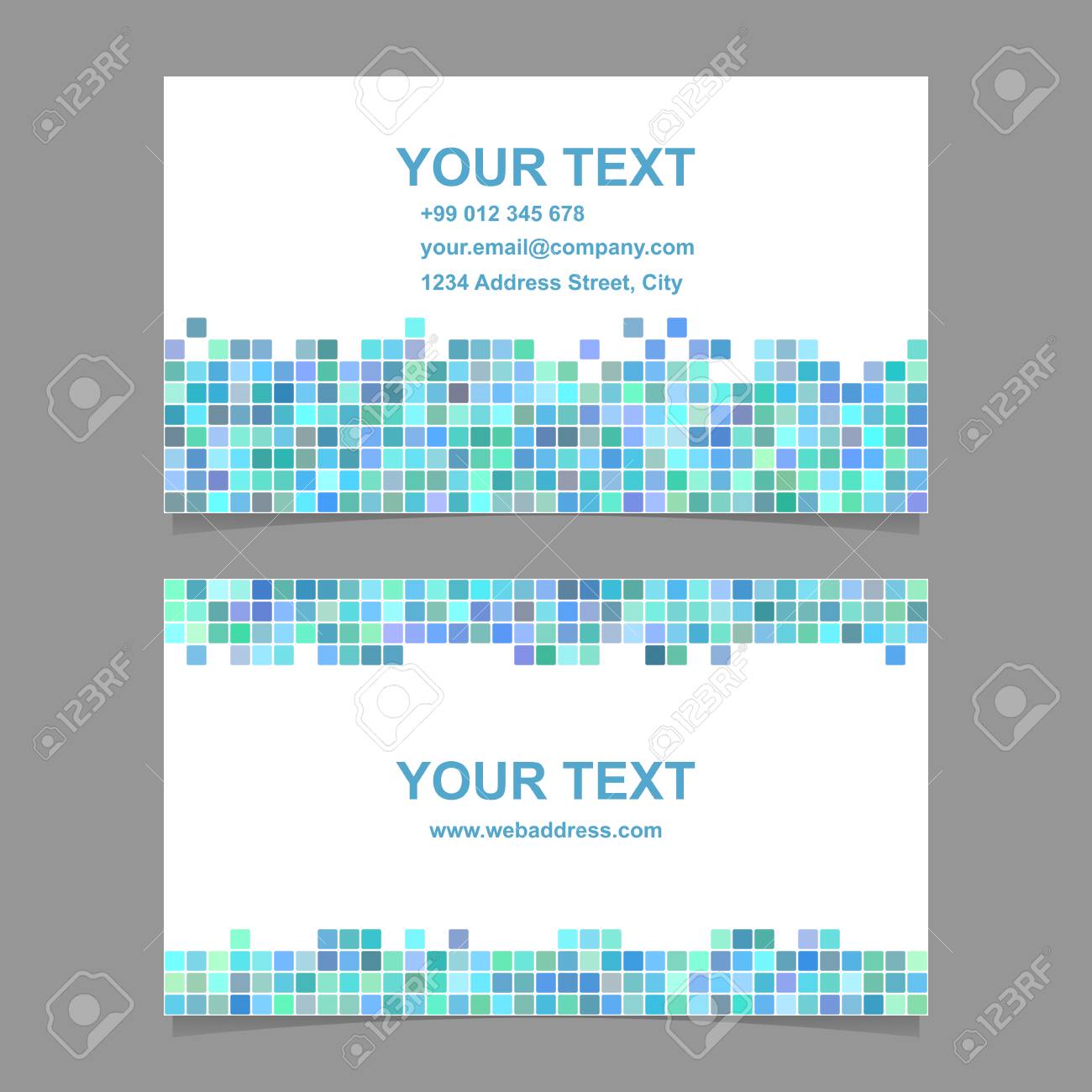 green blue square mosaic business card template designs royalty free
