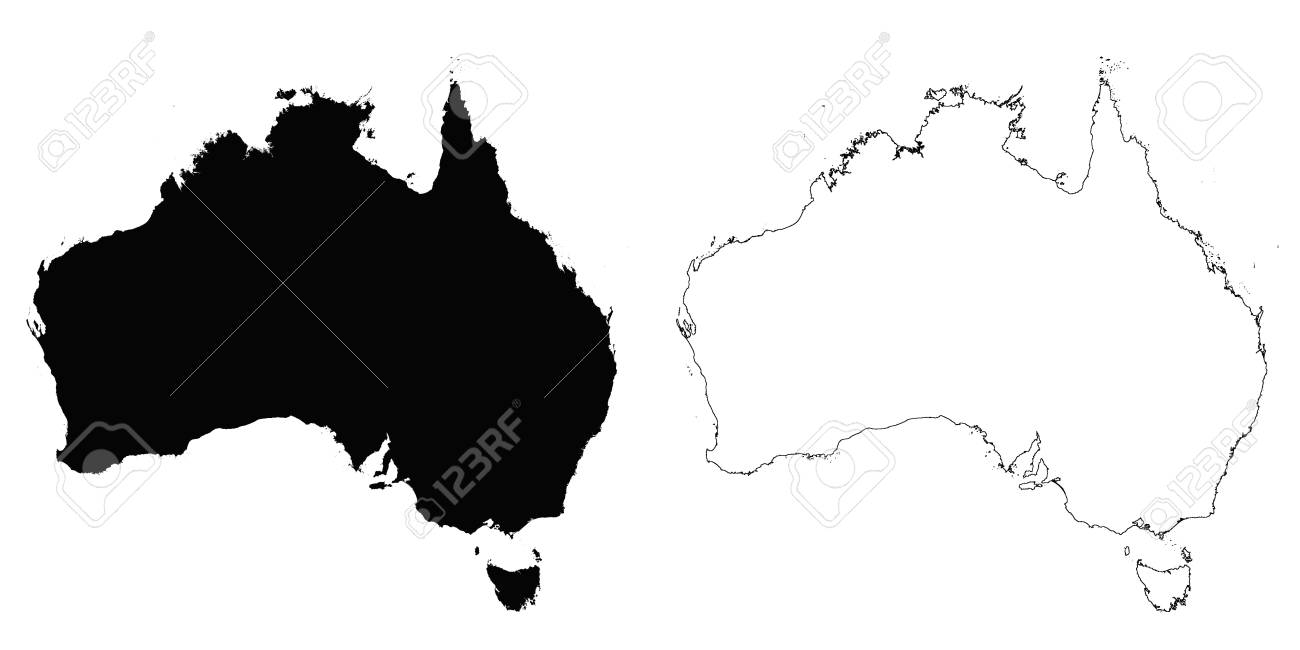 australia outline map detailed isolated vector country border contour maps of australia on white background