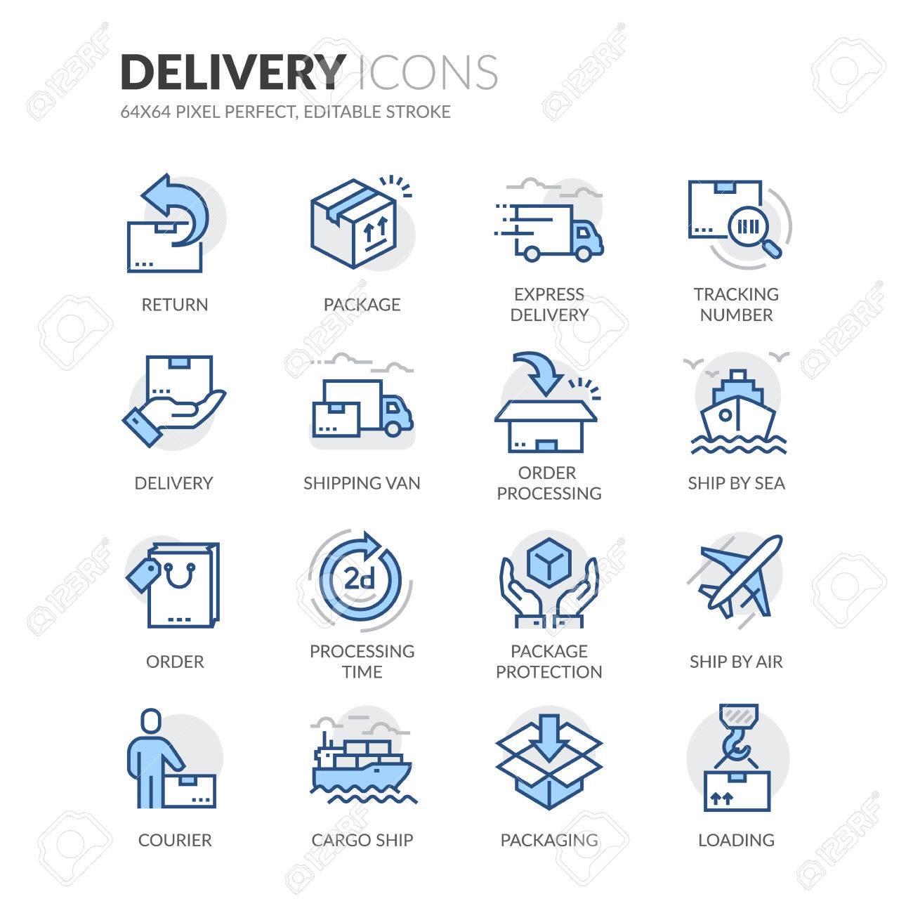 Simple Set of Delivery Related Color Vector Line Icons. Contains such Icons as Loading, Express Delivery, Tracking Number Search, Cargo Ship and more. Editable Stroke. 64x64 Pixel Perfect. - 59194883 Simple Set of Delivery Related Color Vector Line Icons. Contains such Icons as Loading, Express Delivery, Tracking Number Search, Cargo Ship and more. Editable Stroke. 64x64 Pixel Perfect. - 59194883