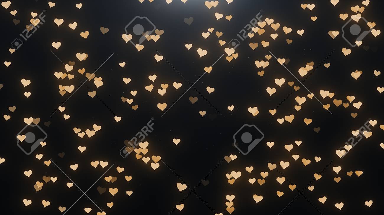 Golden Hearts On A Black Background 4k Stock Photo Picture And Royalty Free Image Image