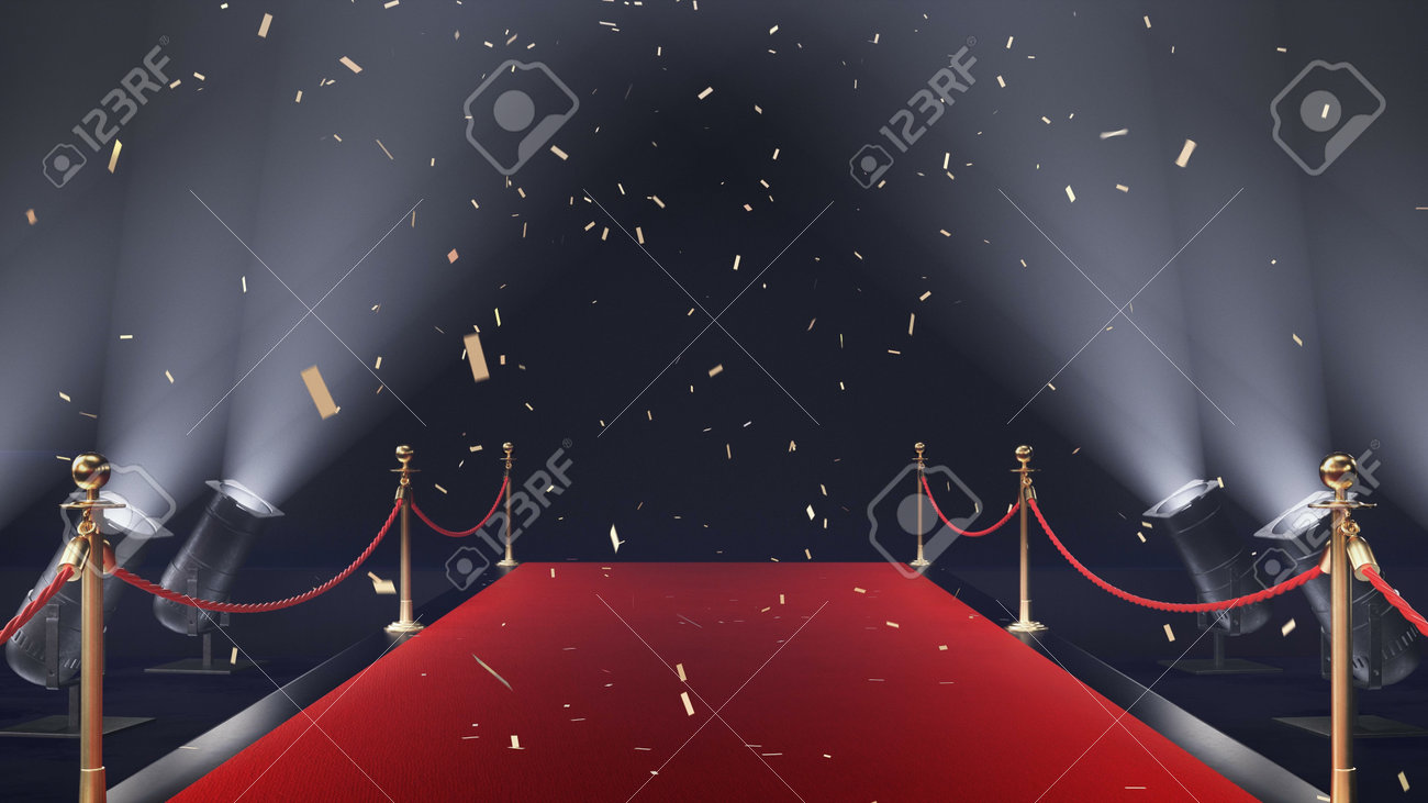 3d render red carpet with confetti and volume light - 170091188 3d render red carpet with confetti and volume light - 170091188