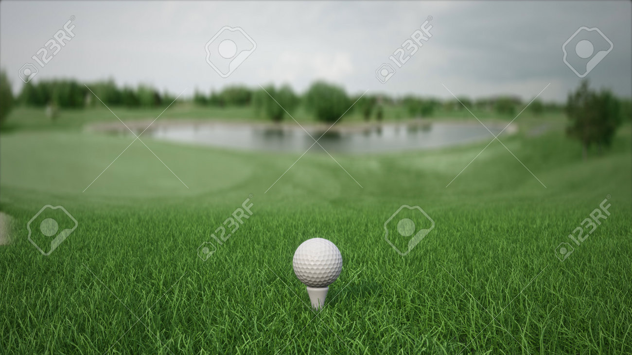 3d render golf ball with a club on the field side view - 170012069 3d render golf ball with a club on the field side view - 170012069