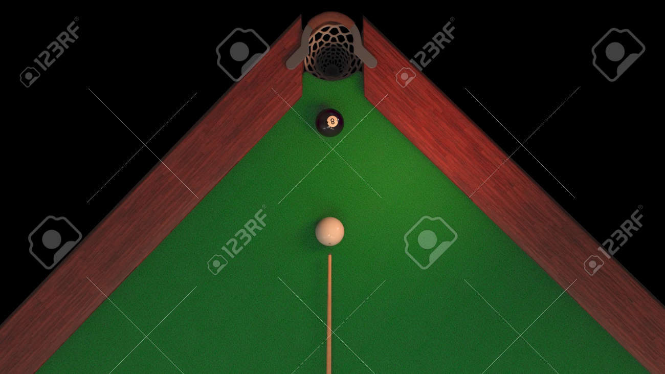 3d render billiard table from above blow on a black ball 8 it flies into the hole - 170012074 3d render billiard table from above blow on a black ball 8 it flies into the hole - 170012074