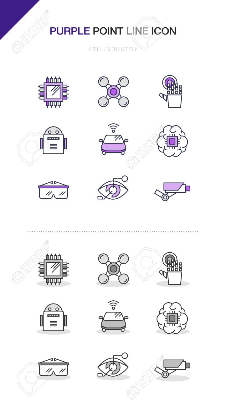 第4次産業革命ラインアイコンセット のイラスト素材 ベクタ Image