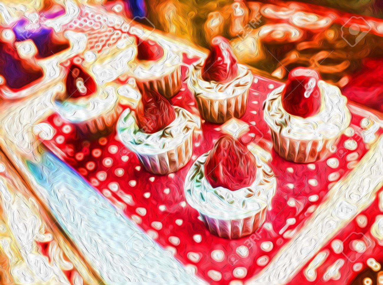 油絵カップケーキ背景 の写真素材・画像素材. Image 24643481.